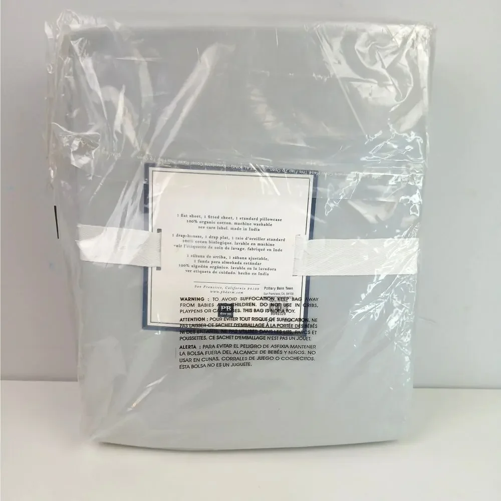 Pottery Barn PB Dorm Organic 400 Thread Count Sheet Set XL Twin Light Gray NEW